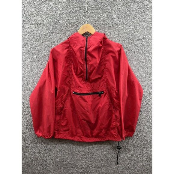 LL Bean Vintage Red Anorak Windbreaker Hooded Pullover Zip Made In USA - Picture 1 of 3